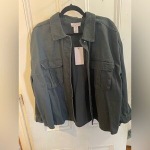 NWT If It Were Me Dark Green Denim Jacket | juniors size XL